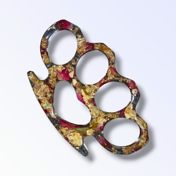 🖤Red Clear Floral Brass Knuckles (Z084) - Picture 3 of 6
